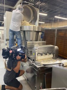 Making fresh pita bread for Aladdin's Eatery at Jasmine Bakery